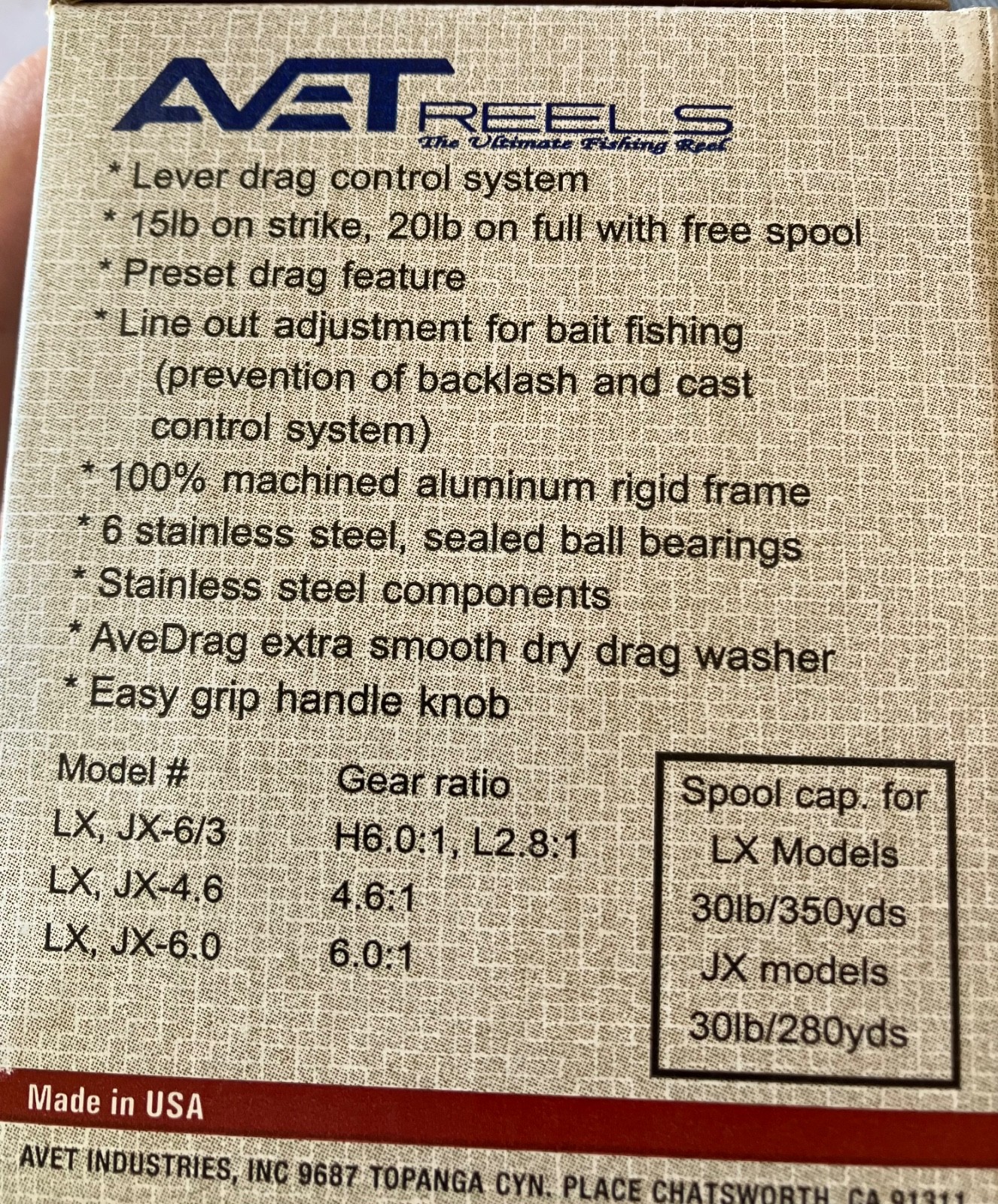 Avet Model LX 2 speed reel