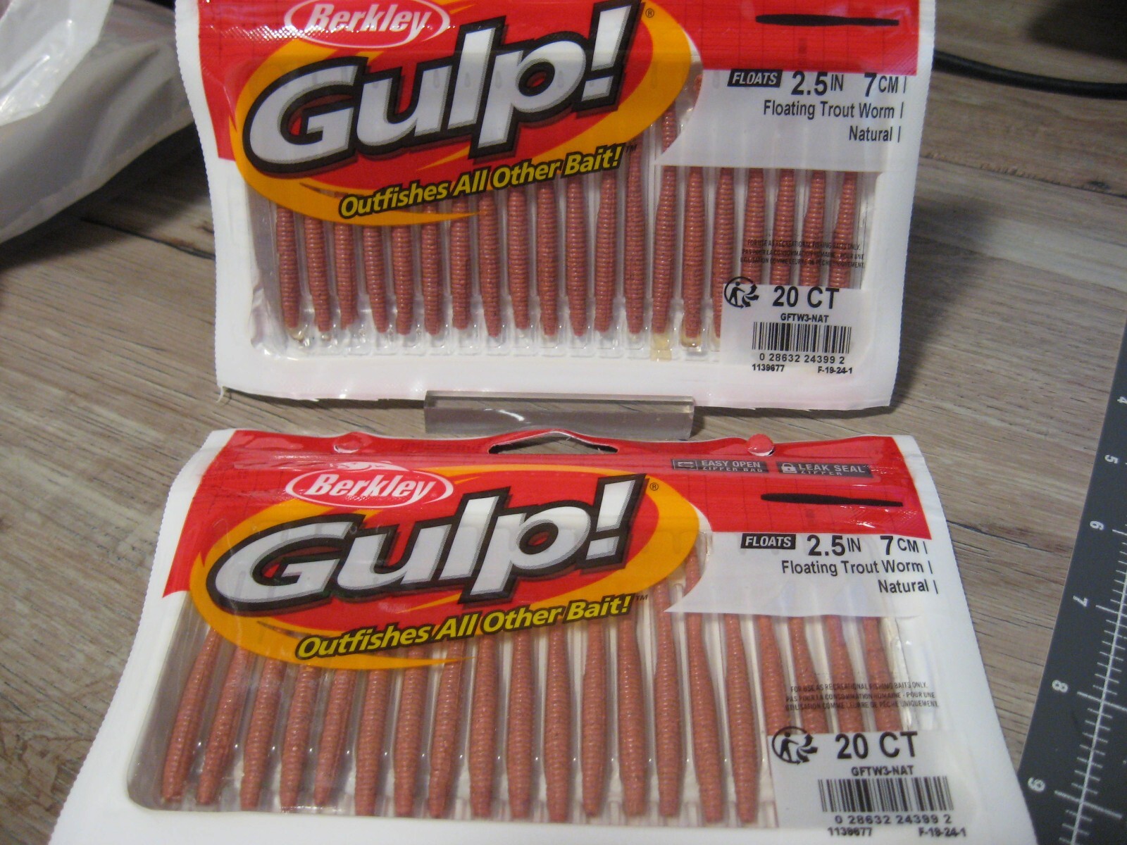 2 Packs Berkley Gulp Fishing Baits 2 1/2″ Floating Trout Worm – Natural Color