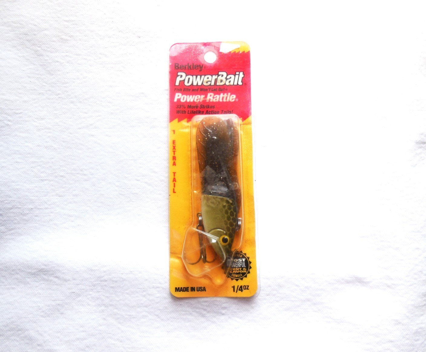 Berkley Power Bait, Power Rattle, Chrome/Black, 1/4oz, w/extra tails N.O.S.