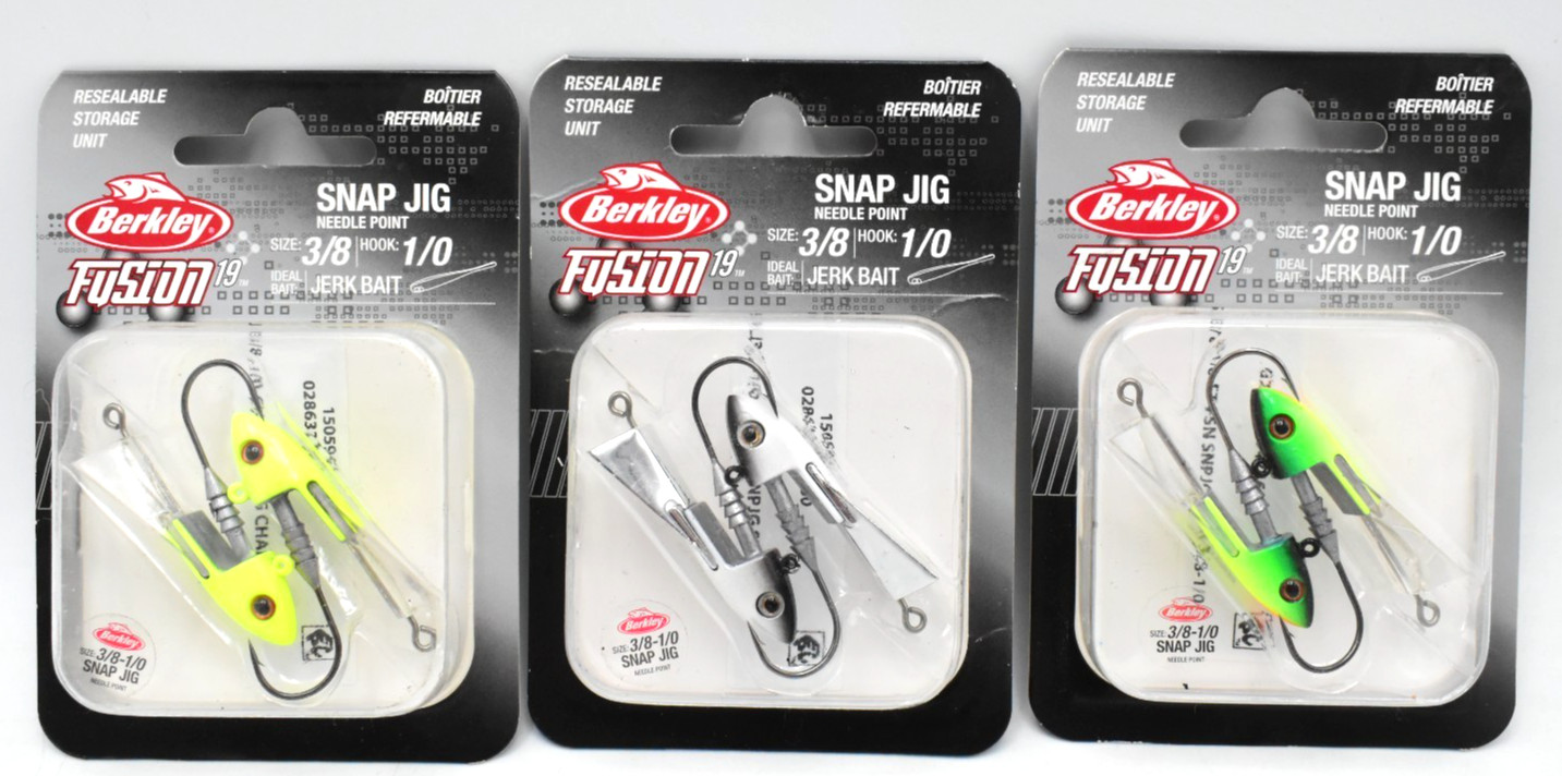 Lot of 3 Different Berkley Fusion 19 Snap Jig Jerkbait 1/0 Hook 3/8 oz