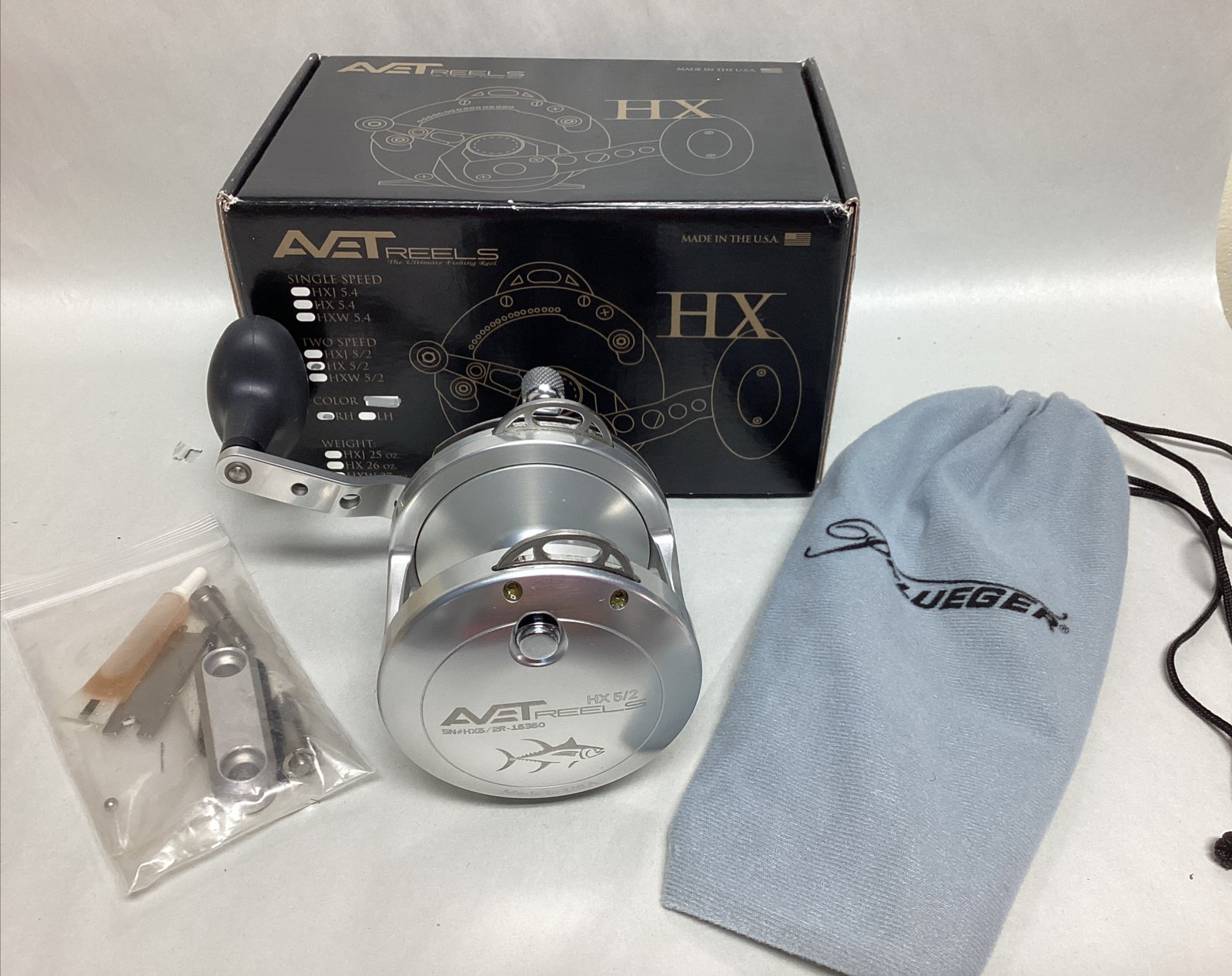 Avet HX 5/2 MC Conventional Silver Fishing REELS Made In USA- Free S&H