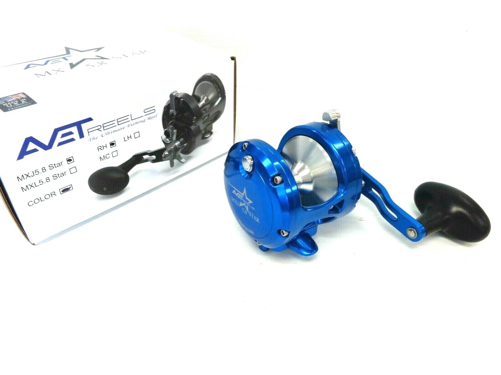 Avet MXJ5.8 STAR DRAG Single Speed Casting Reel – Right Hand – BLUE SILVER