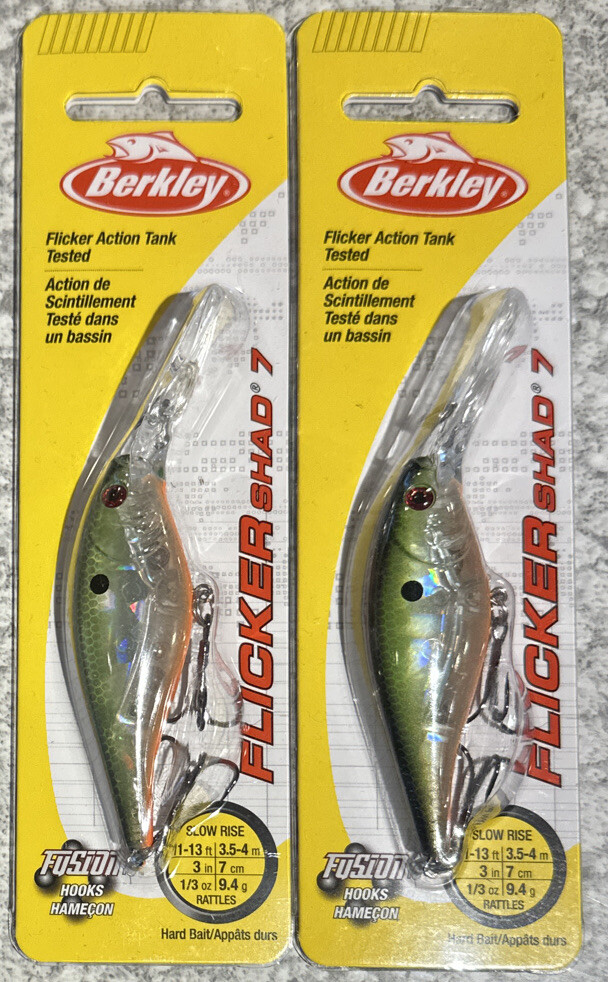 2 Packs Berkley Flicker Shad 7 Flashy Green Crush
