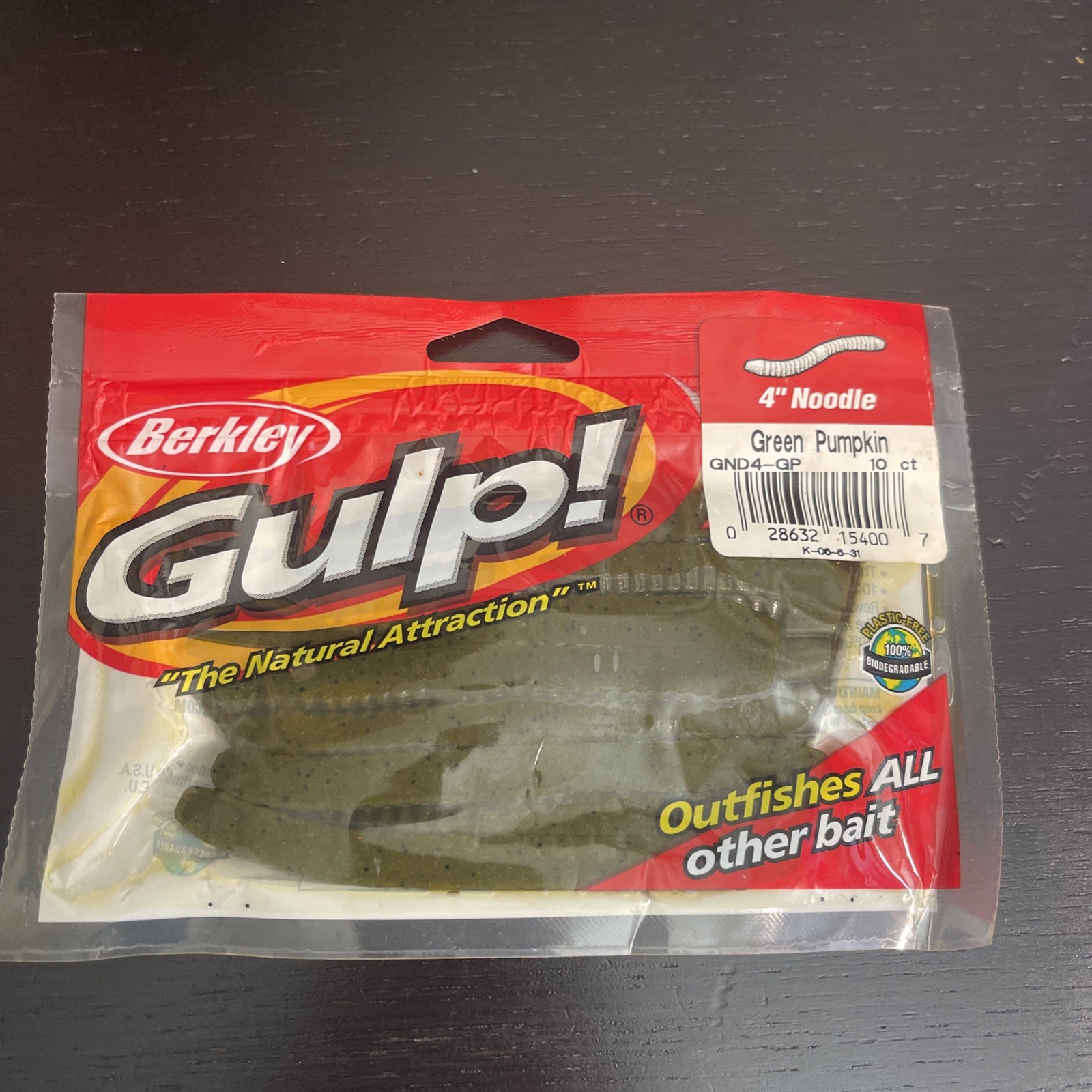 Berkeley Gulp! 4″ Noodle GND4-GP Green Pumpkin 10ct NIP