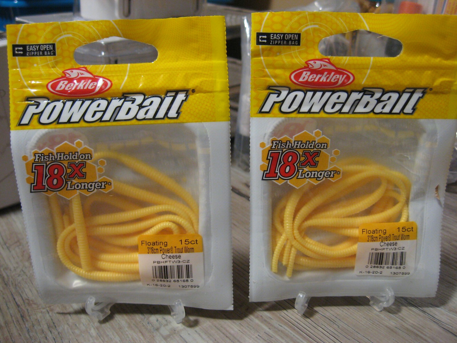 2 Packs Berkley 3″ Floating Trout Worms Soft Fishing Bait Cheese Color