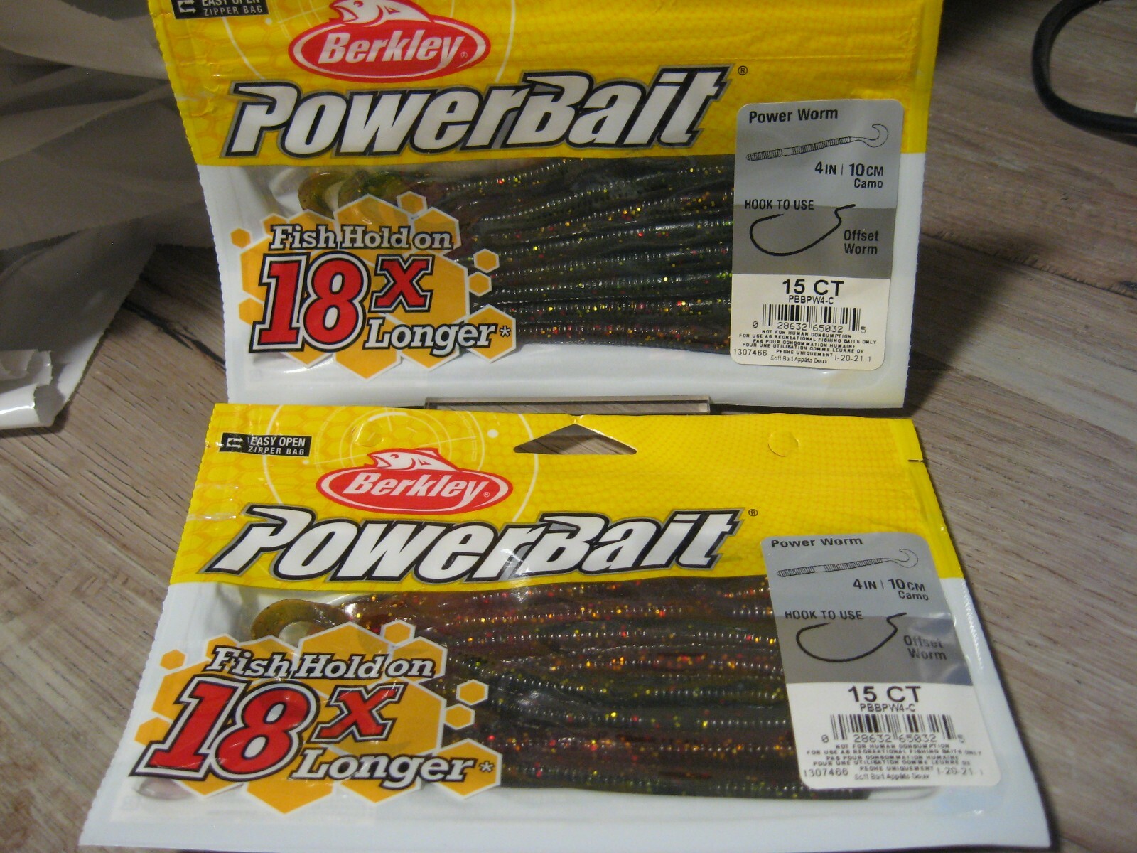 2 Packs Berkley 4″ Power Worms Soft Fishing PowerBait Camo Color