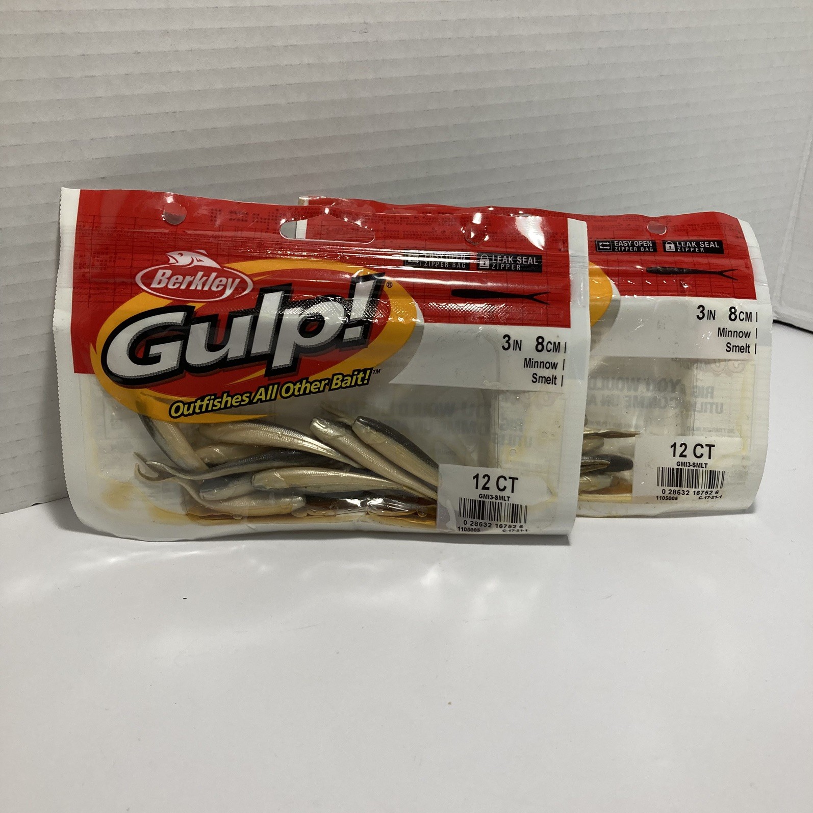 2 Packs Of Berkley Gulp 3 Inch Split Tail Smelt Minnow 12 Count Bass Bluegill