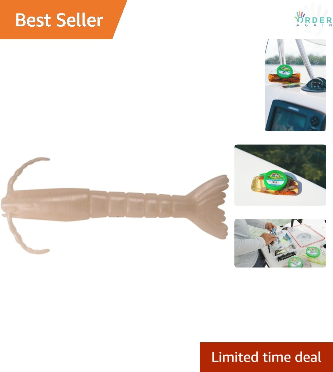 Saltwater Shrimp Lure 3in Pearl White Bait for Fishing Freshwater Saltwater