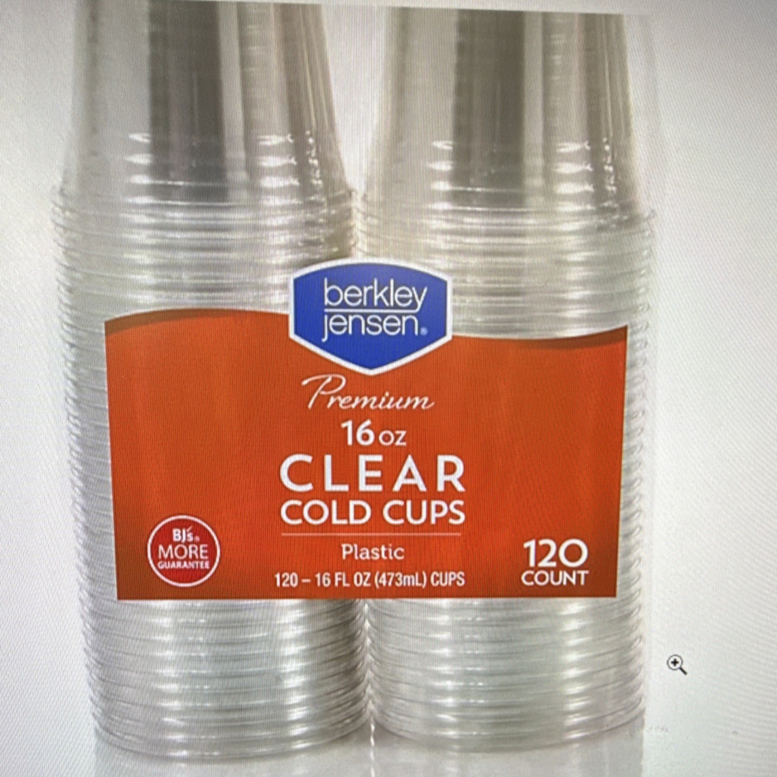 Berkley Jensen Premium 16 oz Clear Plastic Cold Cups Round 120 Count
