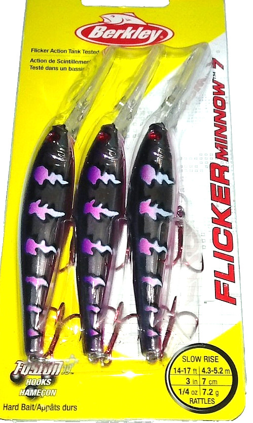 Berkley #7  Flicker Minnow Crankbaits (3-Bait Pk-Purple Haze Martini)