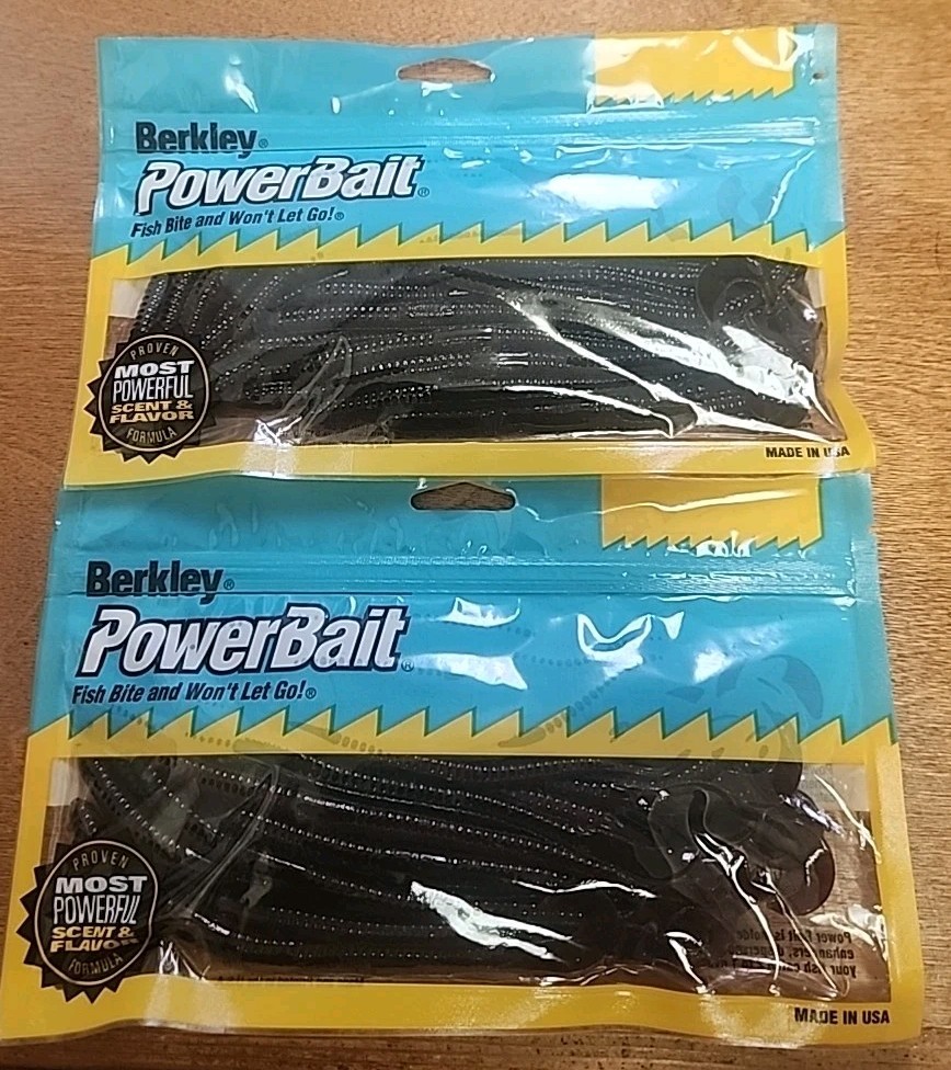 Lot Of 2. Vintage Berkley Powerbait  7” Sickletail Worm.  25ct. Green Pumpkin