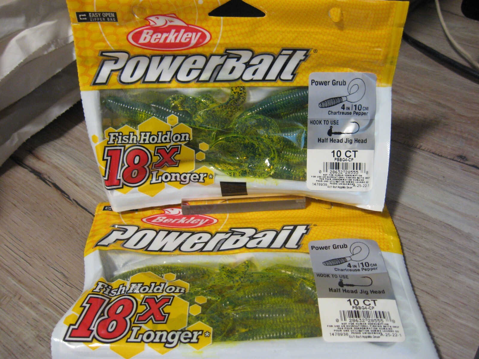 2 Packs Berkley 4″ Single Tail Power Grub Soft Fishing Bait Chartreuse Pepper