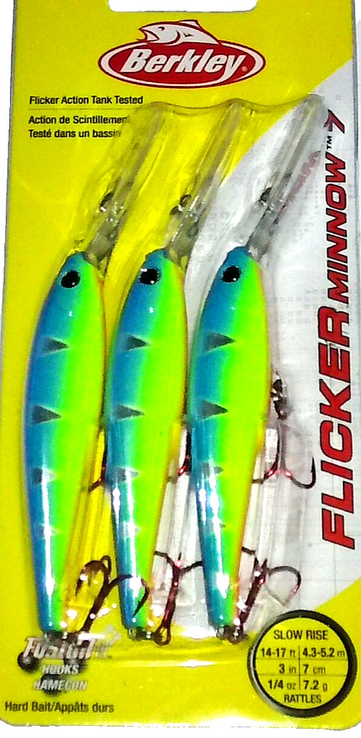 Berkley #7  Flicker Minnow Crankbaits (3-Pk-Parrot Tiger)