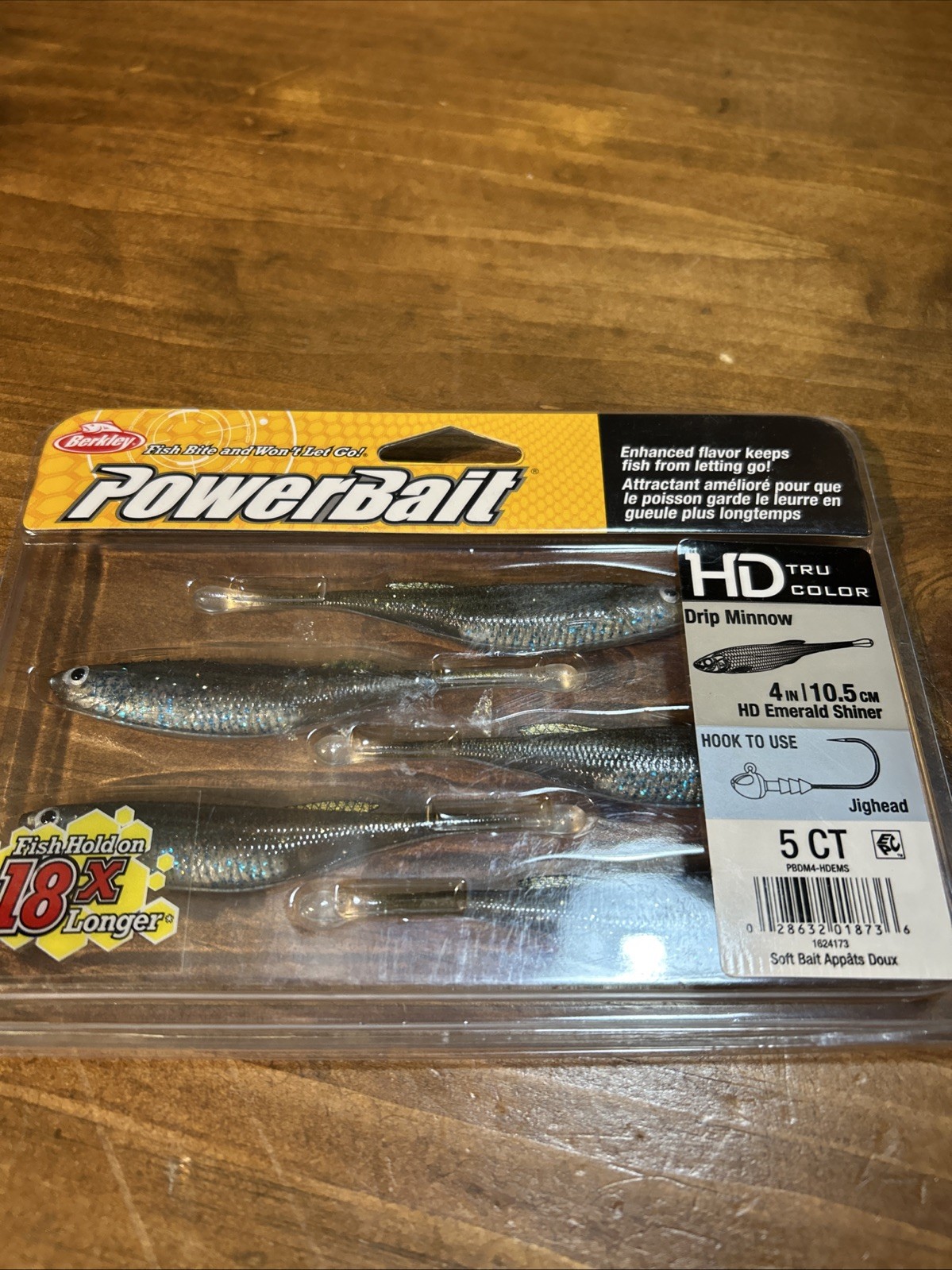 BERKLEY POWERBAIT 4″ DRIP MINNOW in HD EMERALD SHINER color