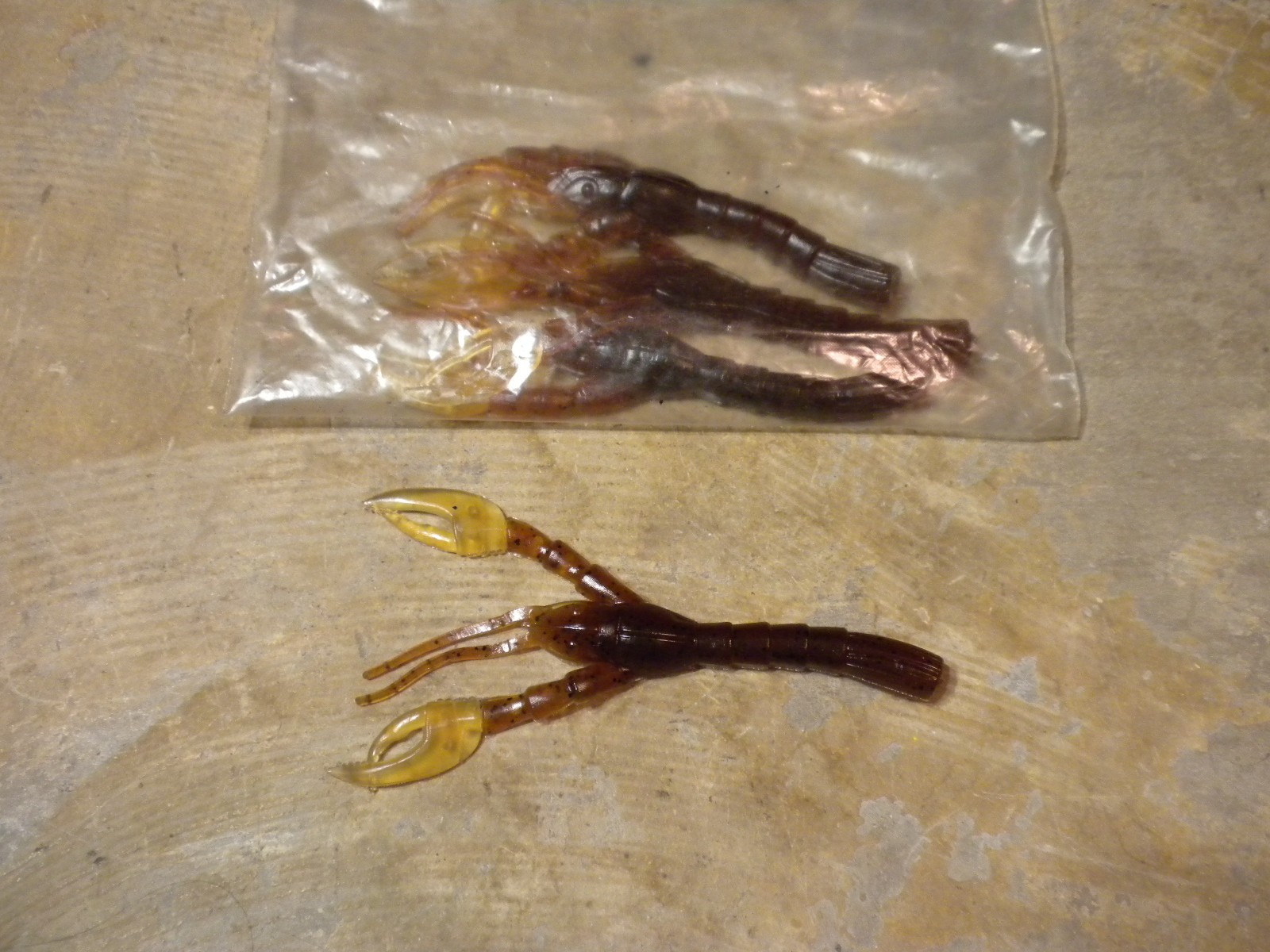 Vintage Loose Opened 4 Berkley Power Craw Crawdad Color Brownish – Tan – Yellow