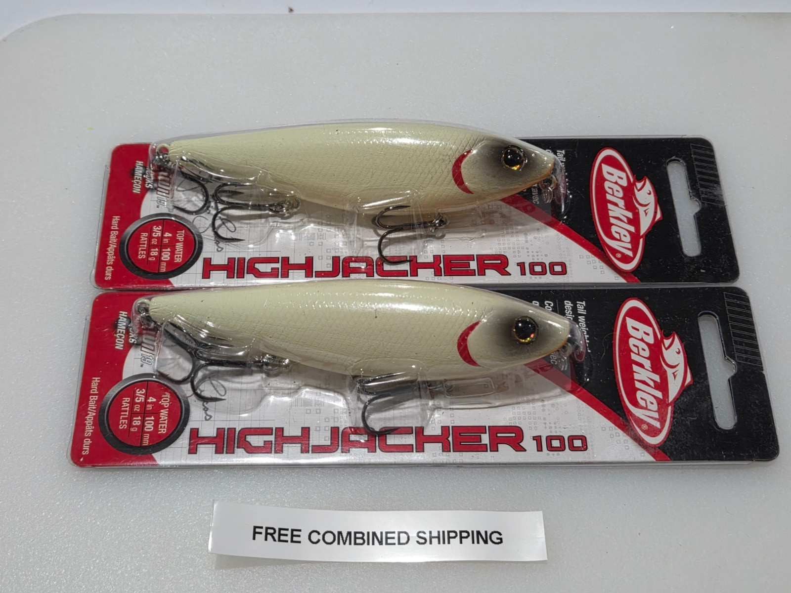 Set of 2 Berkley Highjacker 100 Topwater Walking Lure Bone New in Package