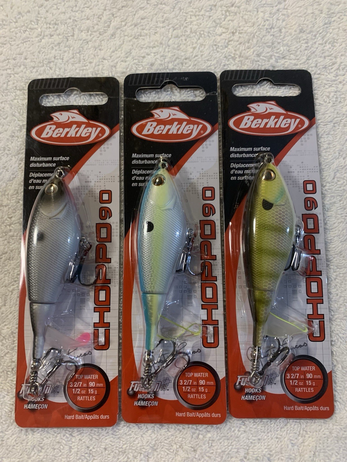 (LOT OF 3) BERKLEY CHOPPO 90  1/2oz. TOP WATER MULTIPLE COLORS    NIP