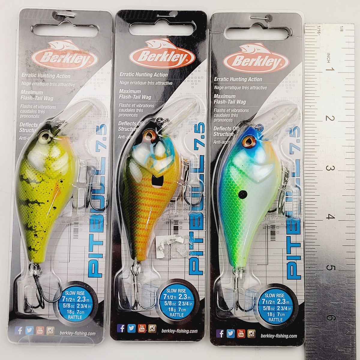 Berkley Crankbait Lures 3 units pitbull 7.5 rattle multicolor lot