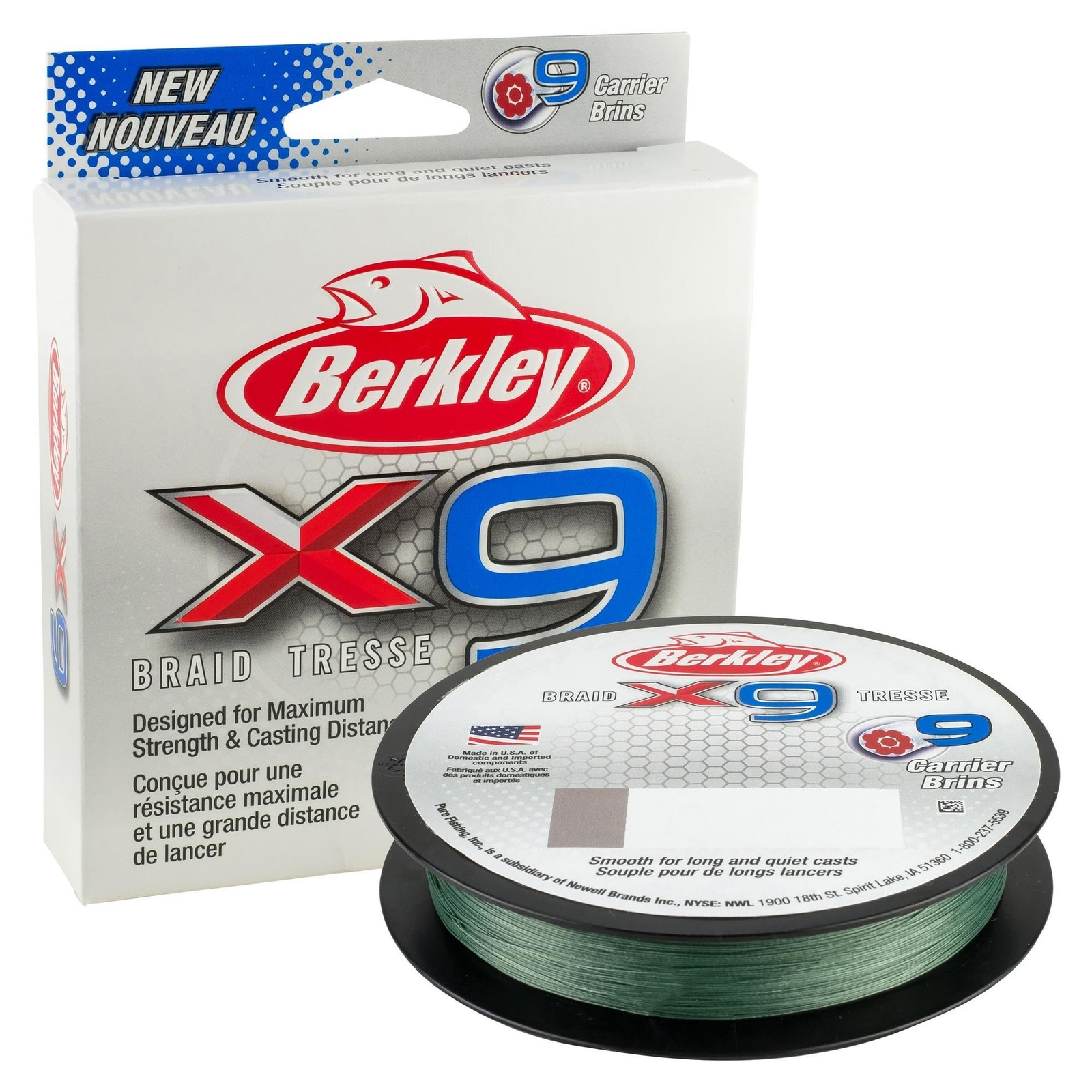 Berkley X9 Braid Fishing Line 164Yd Low Vis Green 30Lb Test 9 Strand Durable