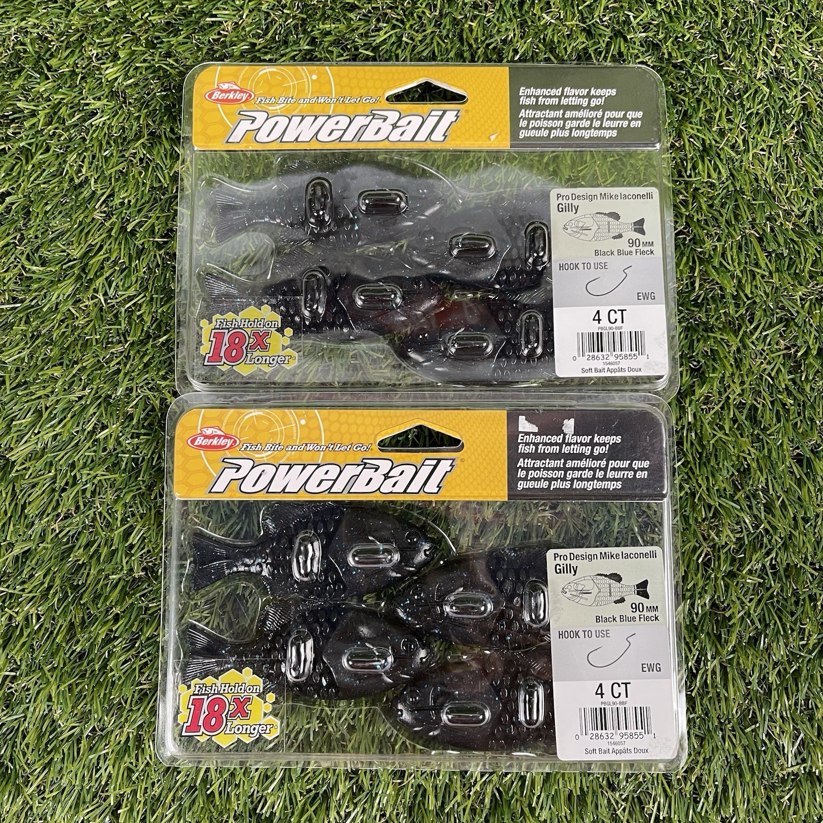 Berkley PowerBait 90mm Gilly Swimbait Fish HD Black Blue Speck – 2pck Total