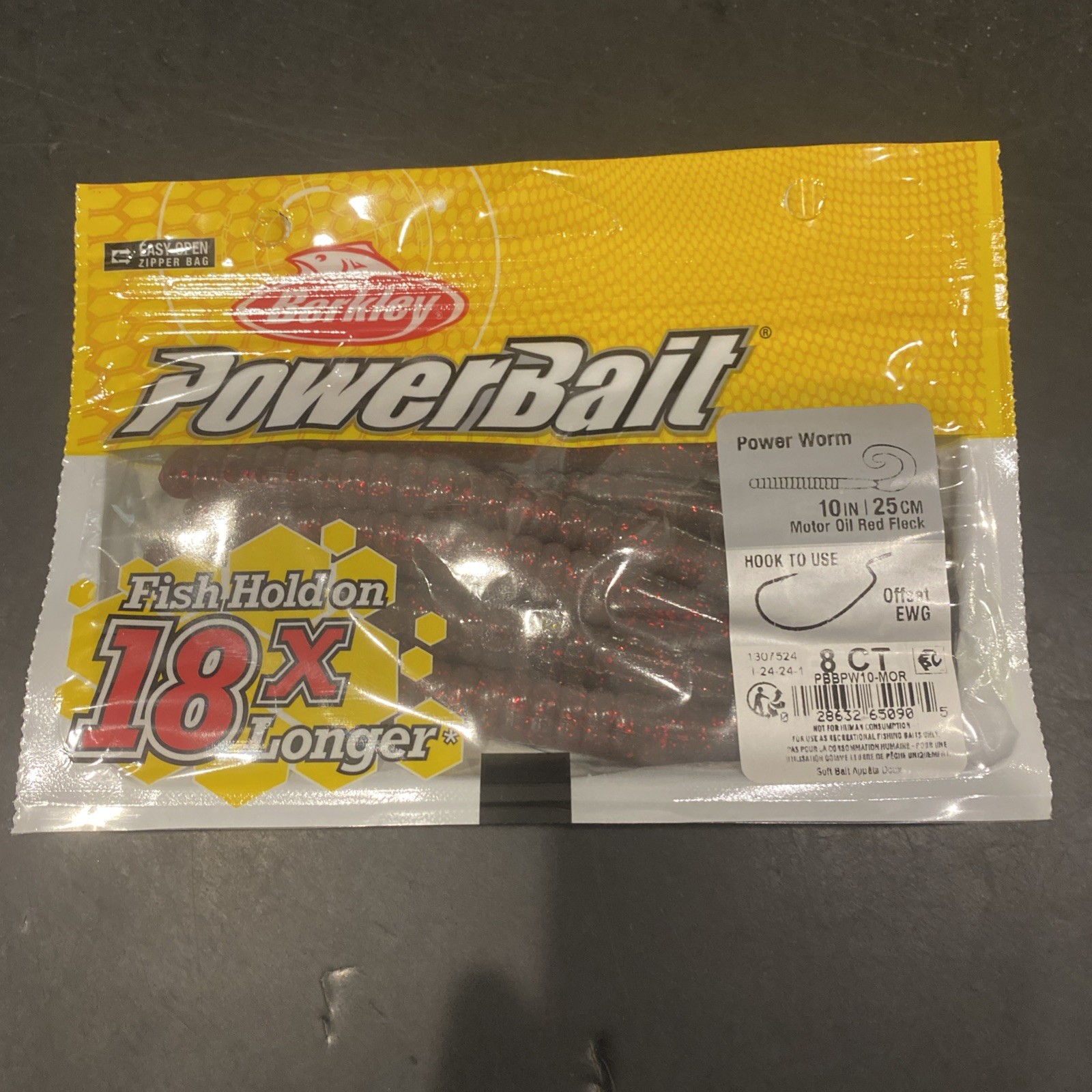 Berkley Power Bait 10″ Power Worm Motor Oil Red