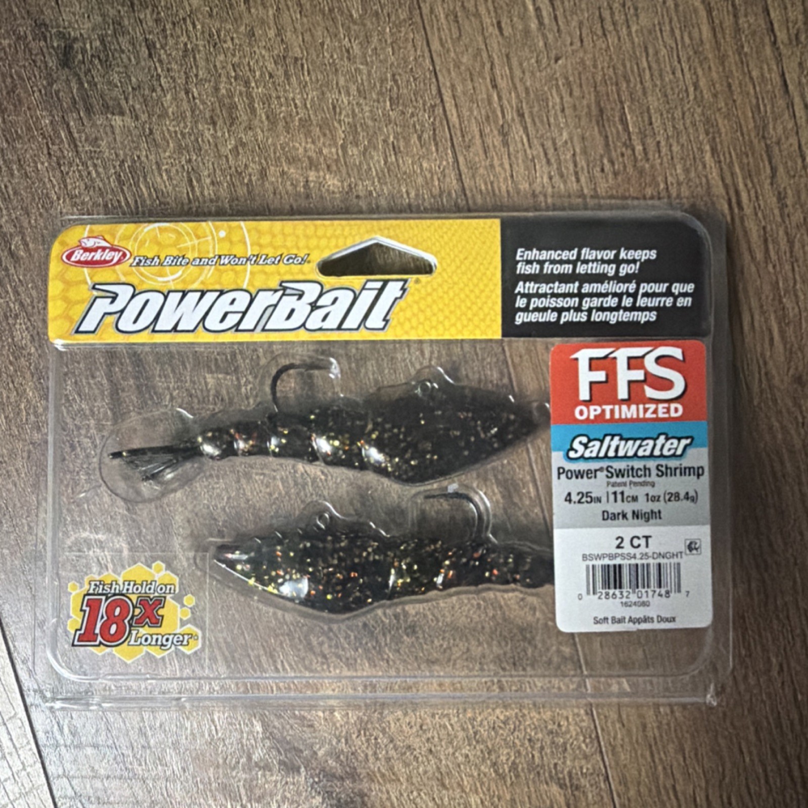 Berkley PowerBait FFS PowerSwitch Shrimp Saltwater Lure Dark Night 4.25in 2pk