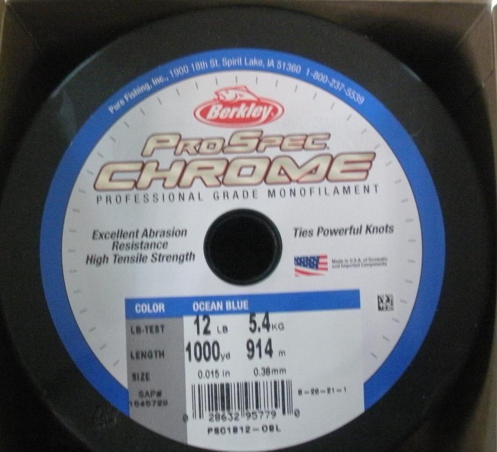 Berkley 1545729 PSC1B12OBL Prospec Chrome Line 1000YD 12LBTest Ocean Blue