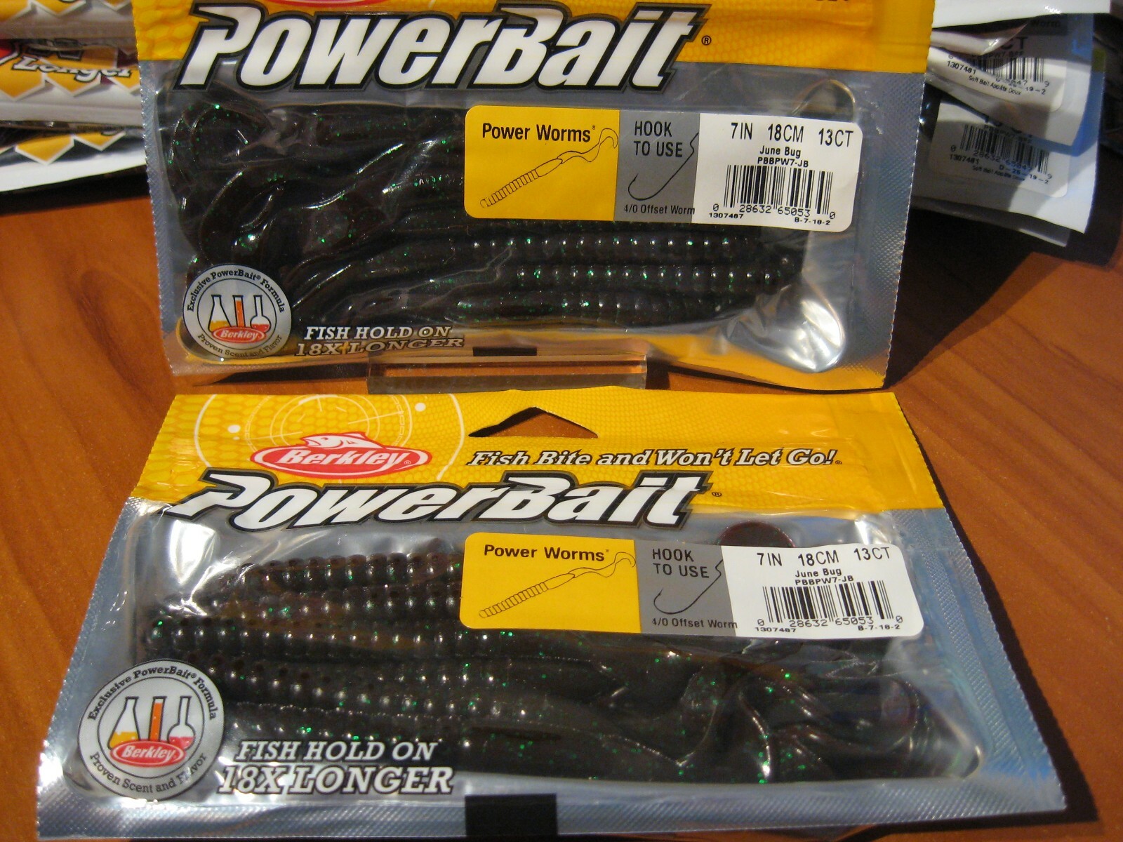 2 Packs Berkley Soft Fishing PowerBait / 7″ Power Worms / June Bug PBBPW7-JB
