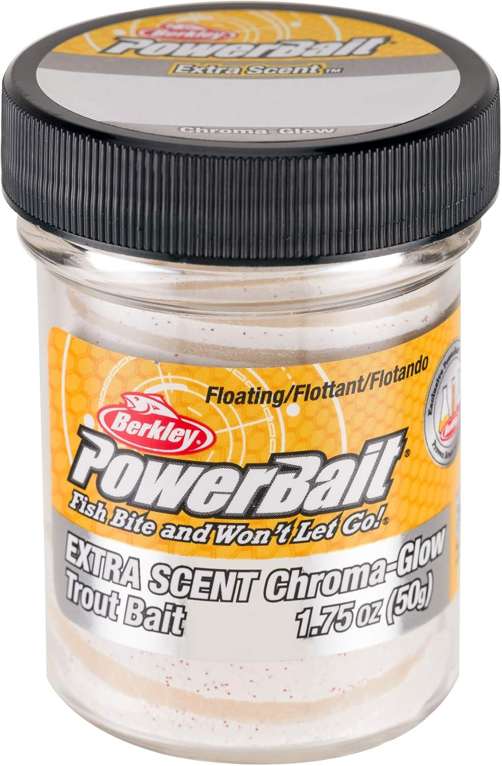 Powerbait Glitter Chroma-Glow Fishing Dough Bait, Mallow Glow Red Fleck
