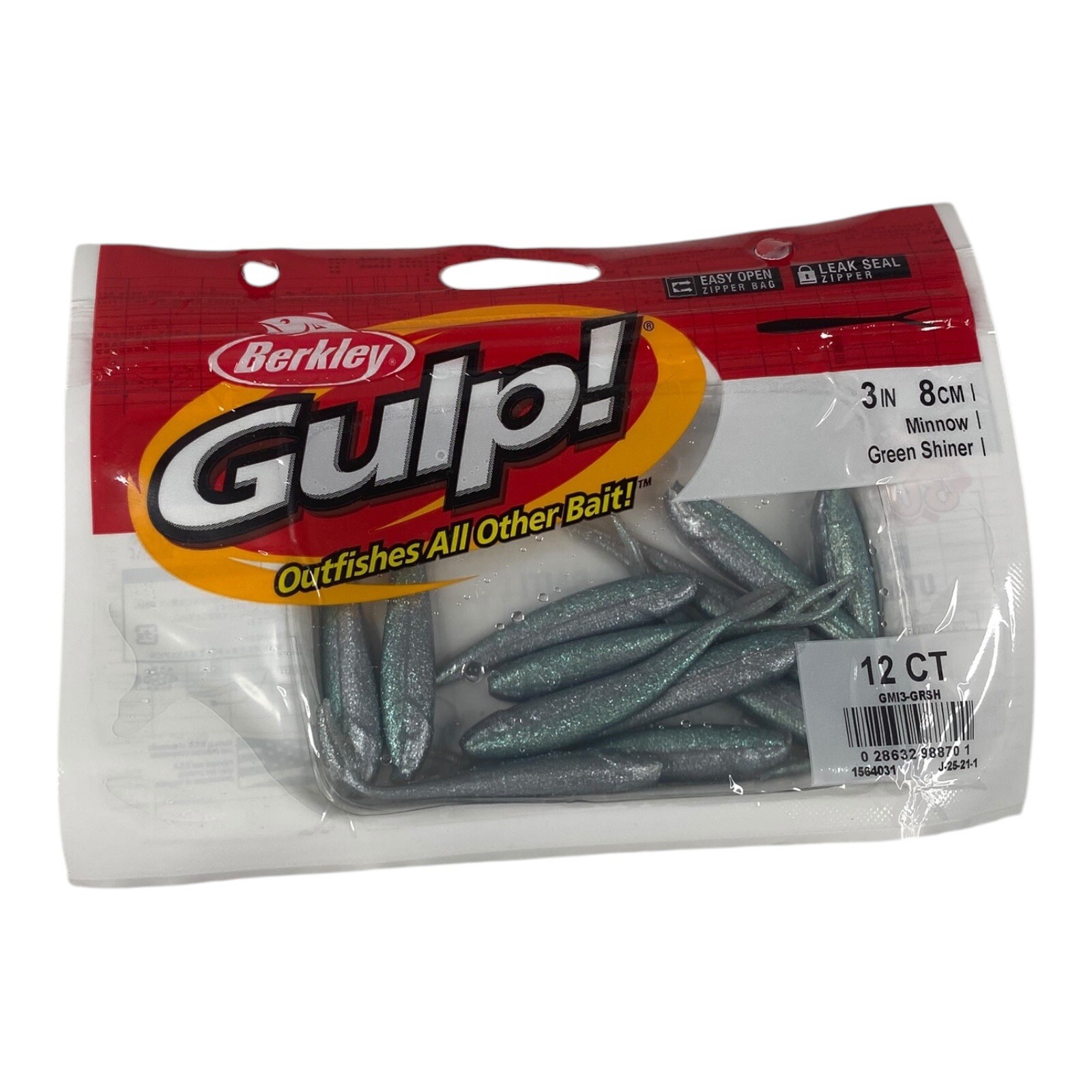 BERKLEY GULP!  2-1/2″ Minnow (12/Ct Pack) – Green Shiner New Sealed