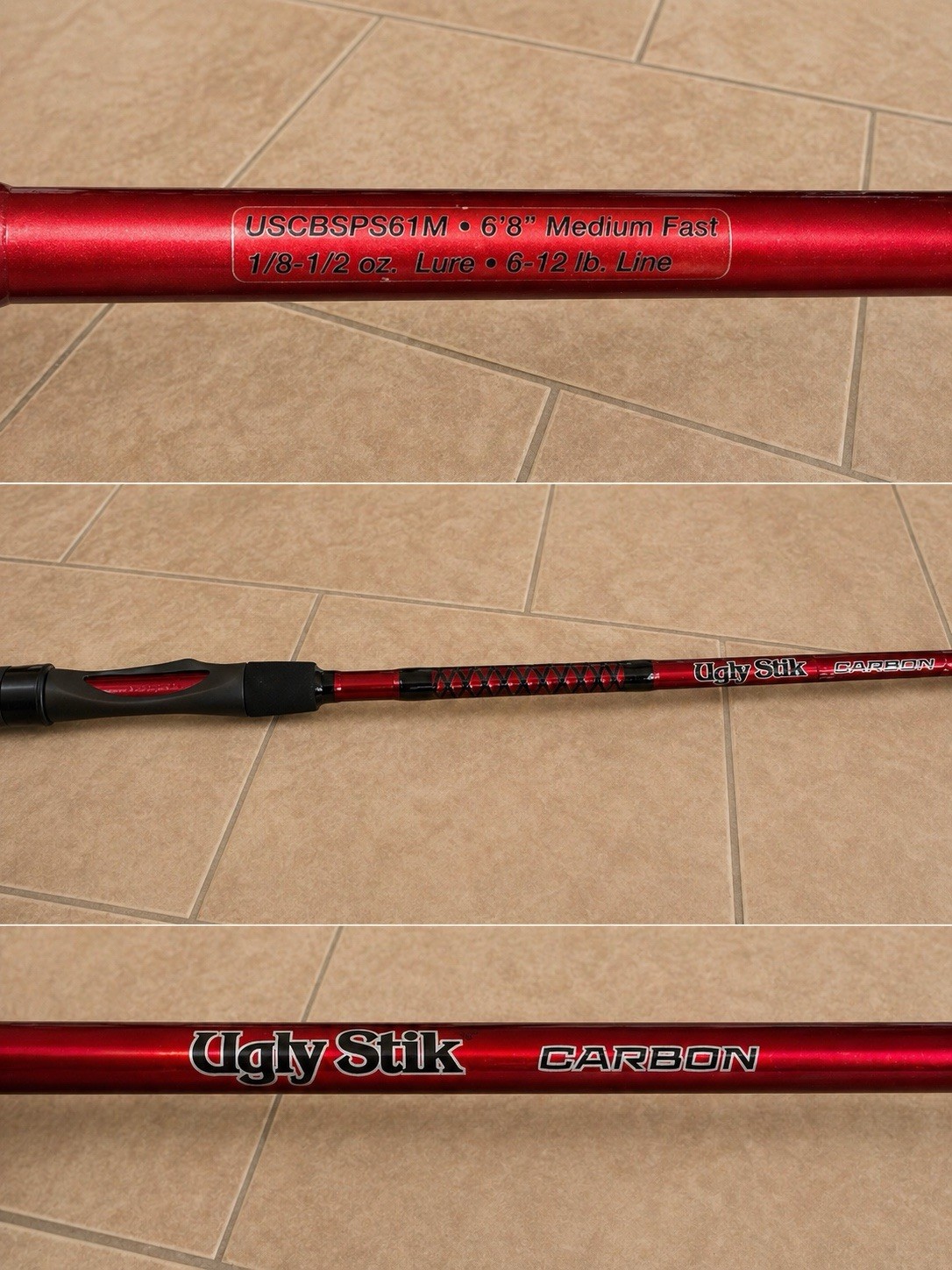 Ugly Stik Carbon Spinning Rod 6’8″ Medium Medium Fast 6-12lb 1/8-1/2oz