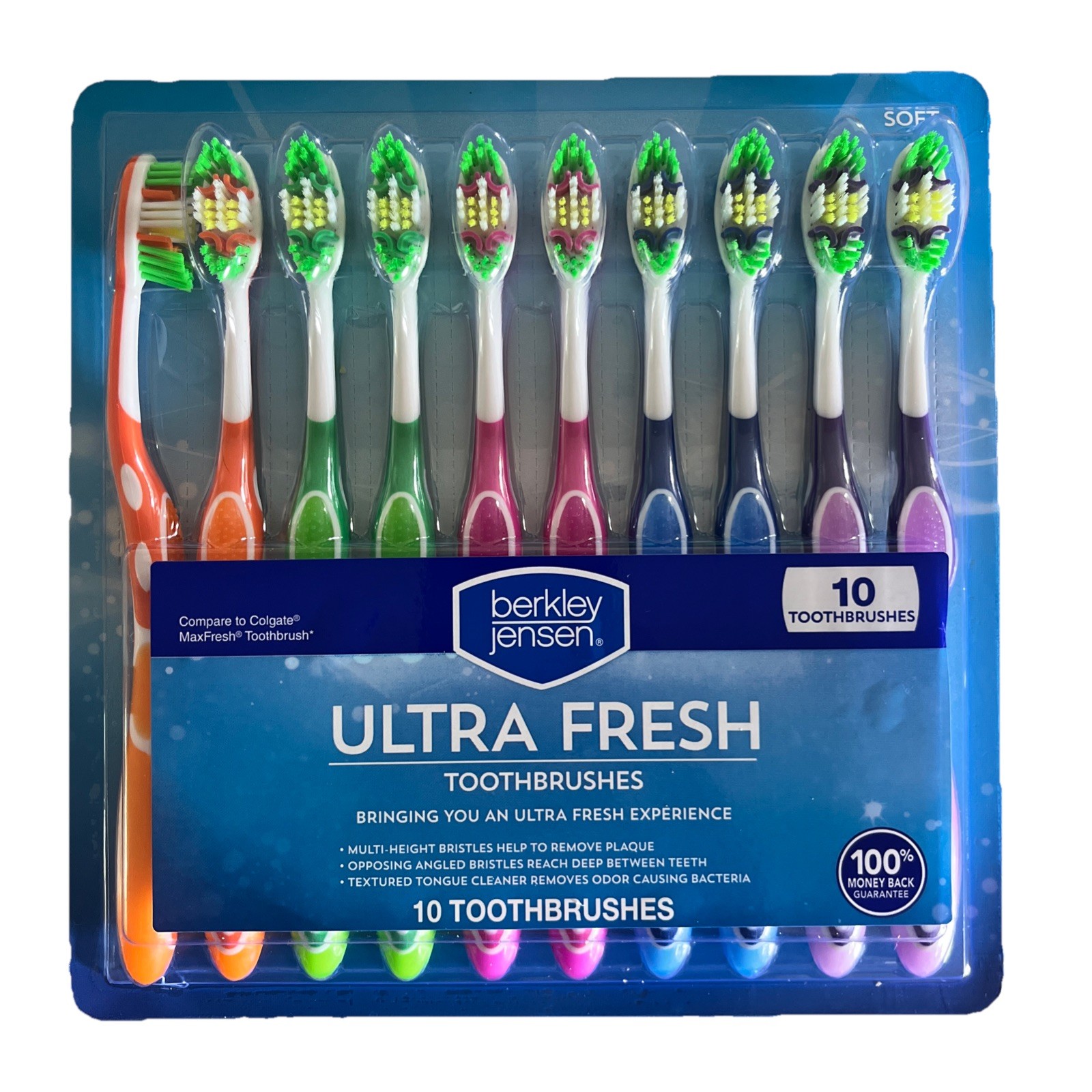 Berkley Jensen Ultra Fresh Toothbrushes 10 Pack Many Colors Soft Dental Care NIP
