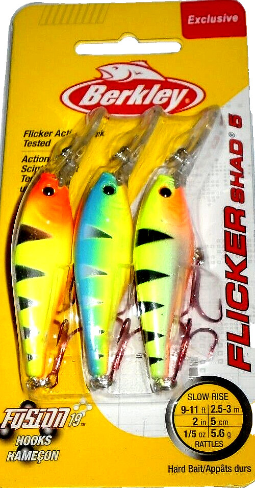 Berkley #5 Flicker Shad Crankbaits (3-Pk-Chart Tiger/Parrot Tiger/Blazin Tiger)
