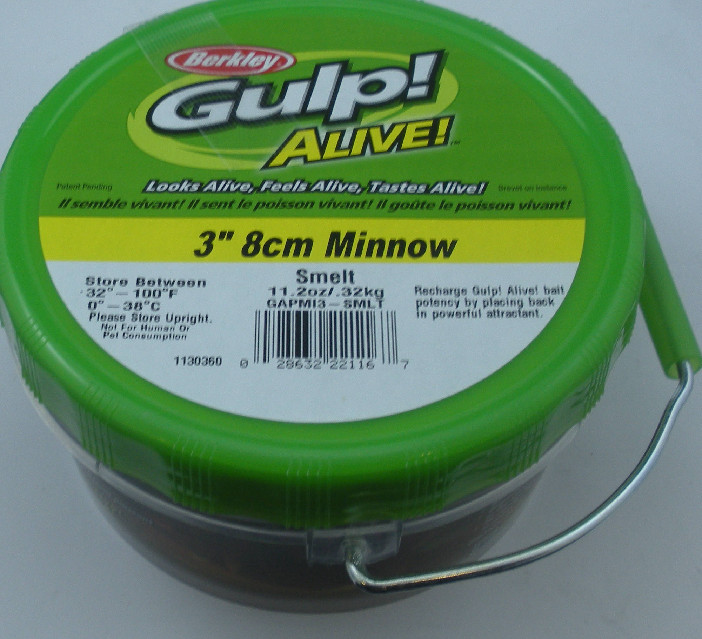 Berkley 1130360 GAPMI3-SMLT Gulp Alive 3″ Minnow 11 Oz Bucket Smelt