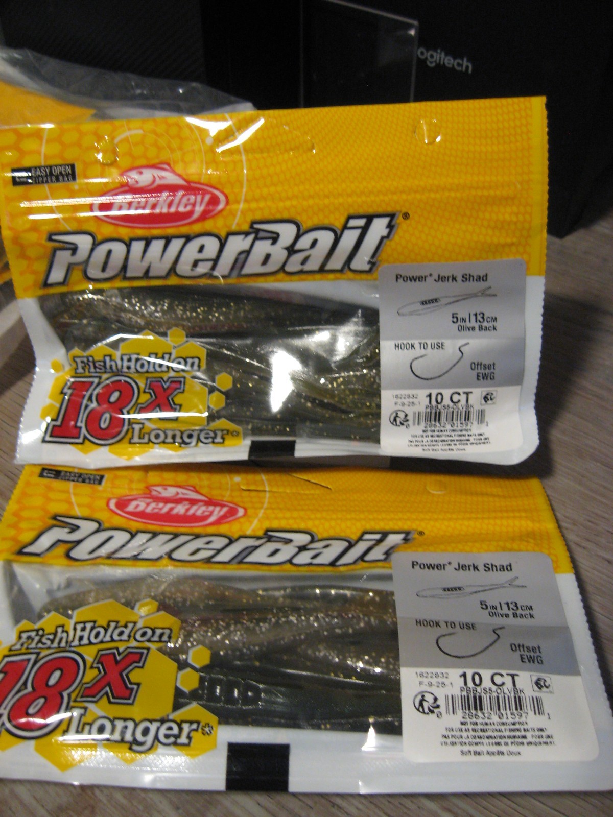2 Packs Berkley 5″ Power Jerk Shad Fluke Soft Fishing Baits – Olive Back Shad