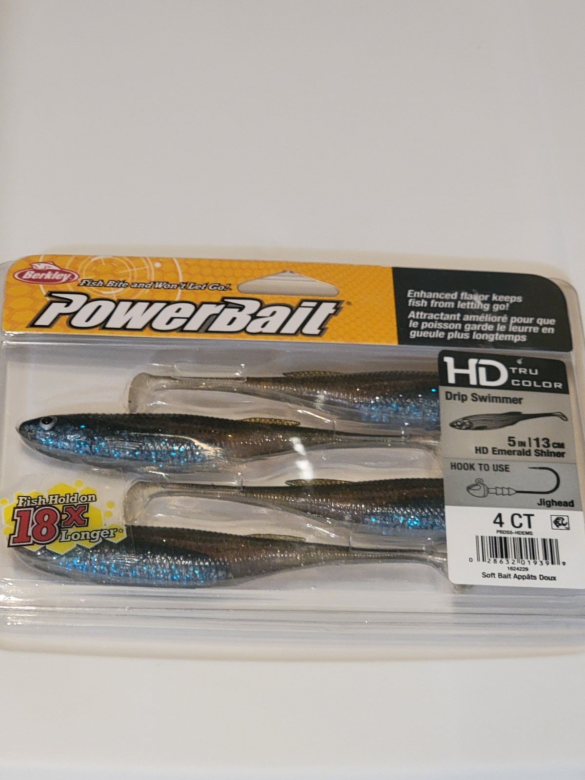 PowerBait HD Shiner EmeraldDrip Swimmer Paddle TailSwim Bait Qty 1 Bass Walleye