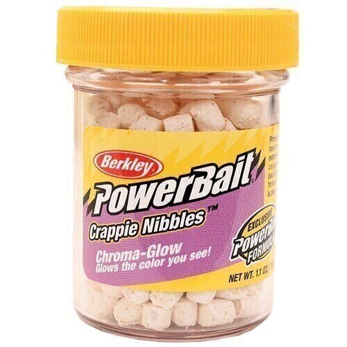 Berkley Powerbait Crappie Nibbles Dough Bait 1.1 Oz Jar Glow White 1117240