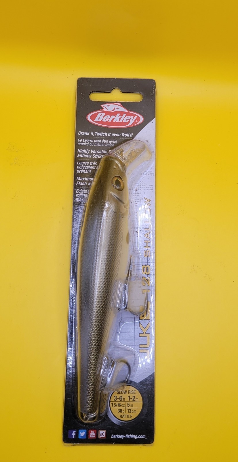 Berkley Juke 128 Shallow 5″ Fishing Lure Jerkbait Rattle Honey Shad 1437122