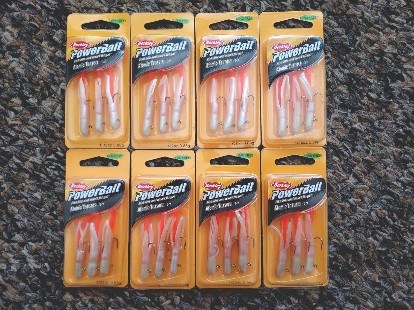 Berkley Powerbait Atomic Teasers 1/32oz Tube Jigs Fishing Lures Lot Pearl Orange