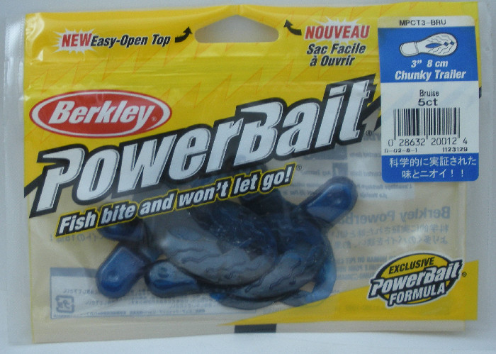 Berkley 1123129 MPCT3-BRU 3″ Powerbait Chunky Trailer Bruise Black-Blue