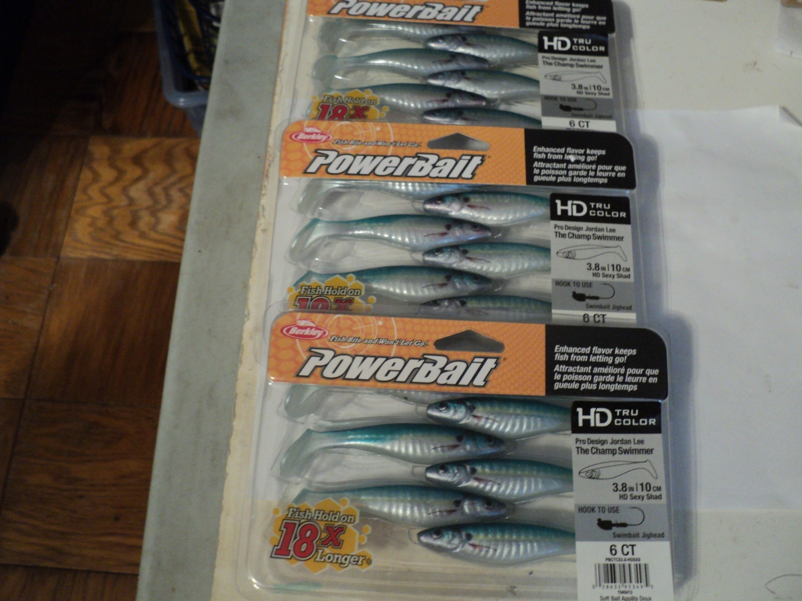 3 -6 CT. PK. BERKLEY POWERBAITS POWER THE CHAMP SWIMMERS 3.8 INCH (HD SEXYSHAD)