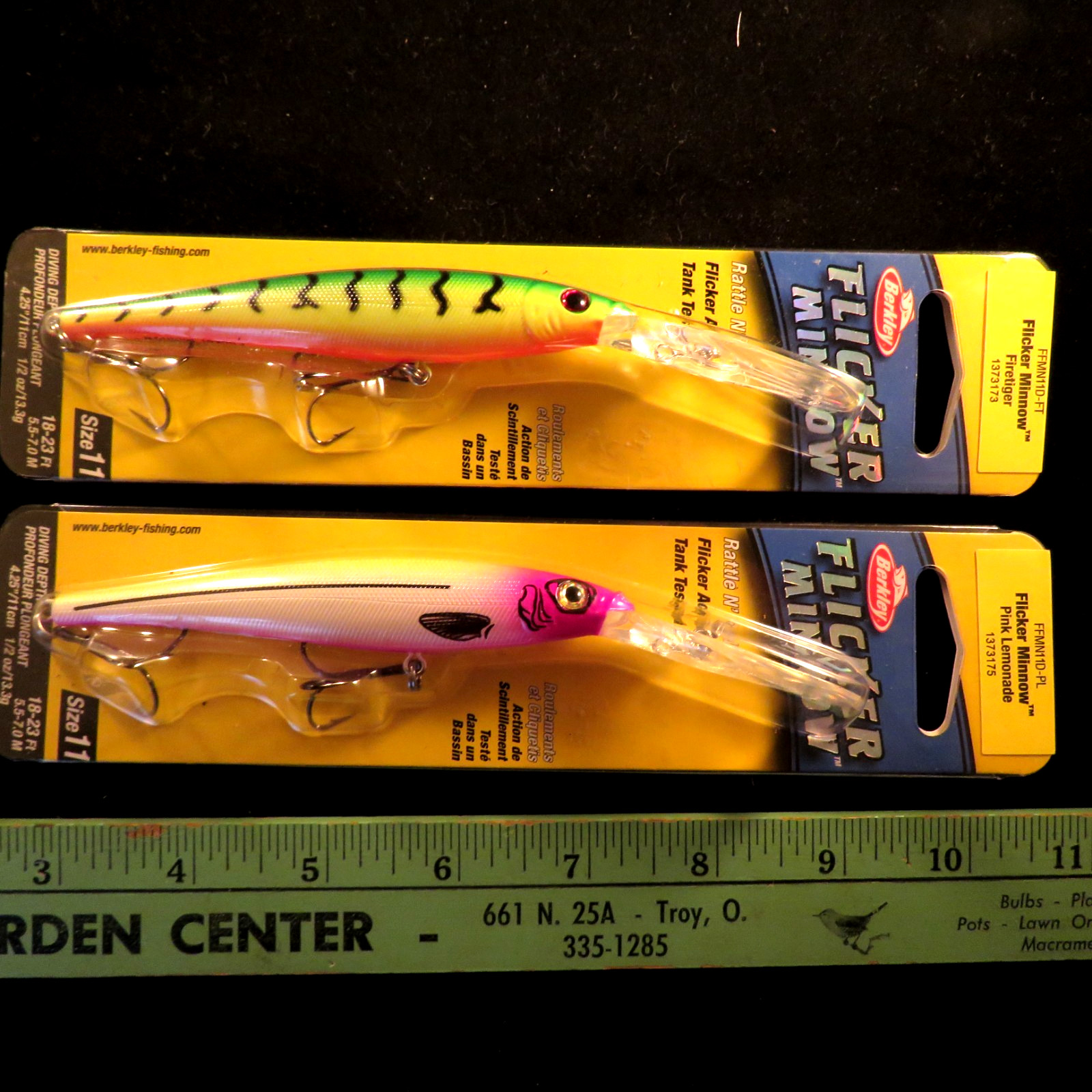 Lot of 2 Berkley Flicker Minnows #11 Firetiger & Pink Lemonade Dives 18-23′ ***
