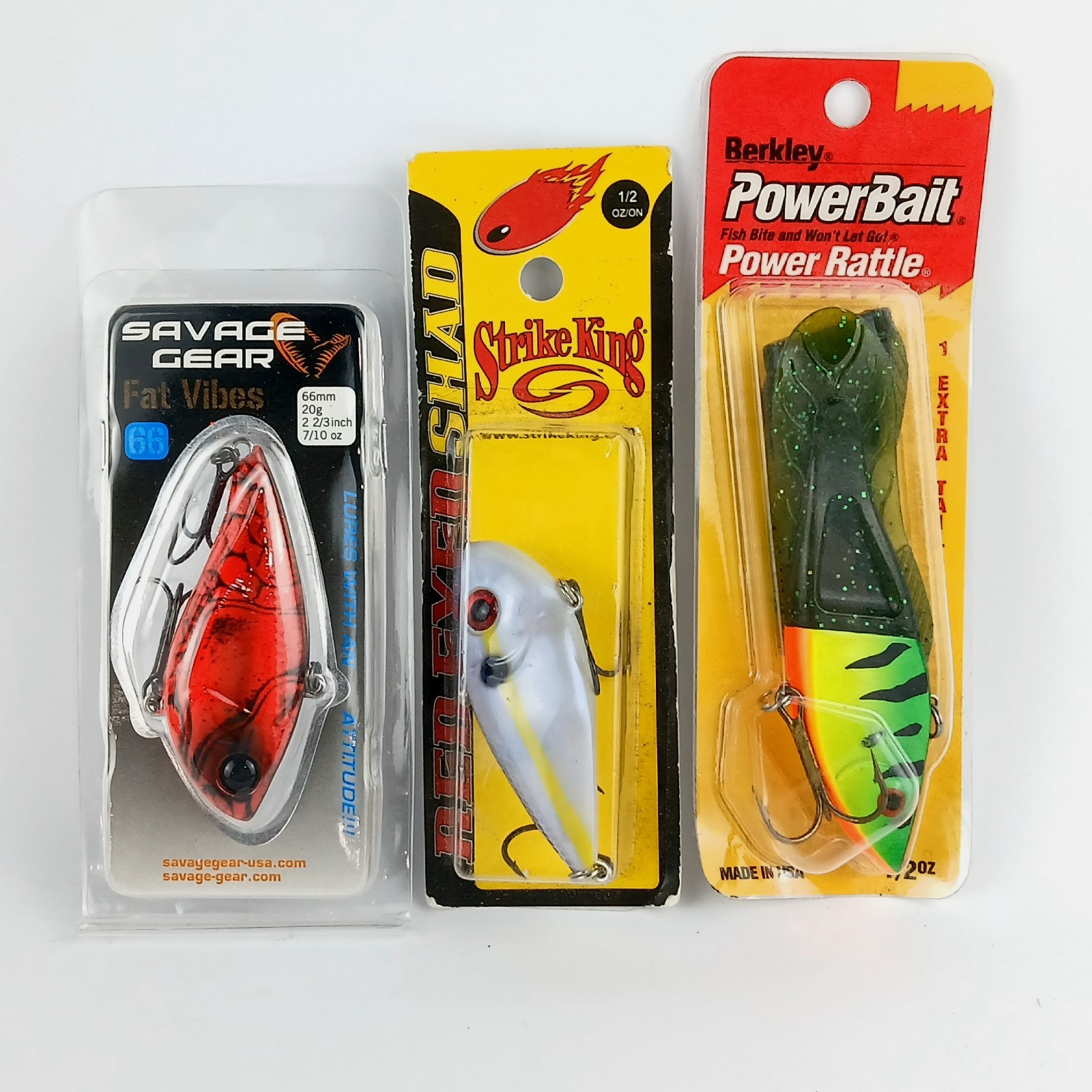 3 Lipless – Berkley Power Battle, Strike King Red Eye, Savage Gear Fat Vibes 66