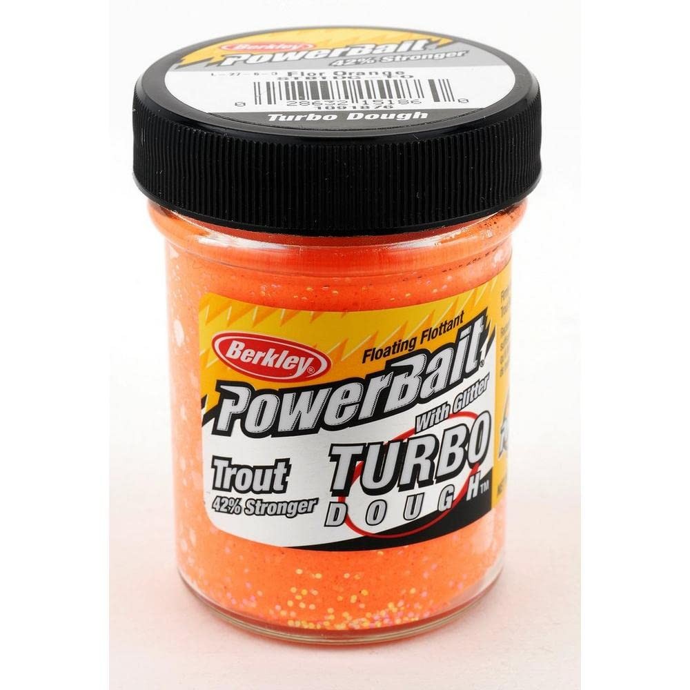 Berkley Powerbait Fluorescent Orange Trout Bait 1.75Oz Glitter Dough