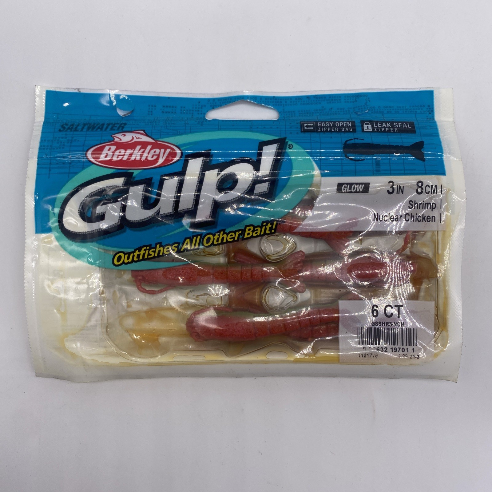 Berkley Gulp Saltwater Shrimp Baitfish Nuclear Chicken 6 Pack
