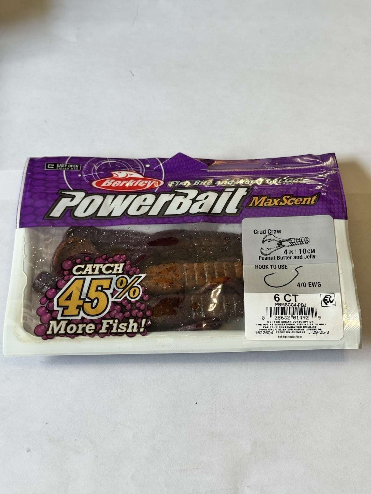 New from Berkley PowerBait MaxScent “Crud Craw” 4” Peanut Butter & Jelly