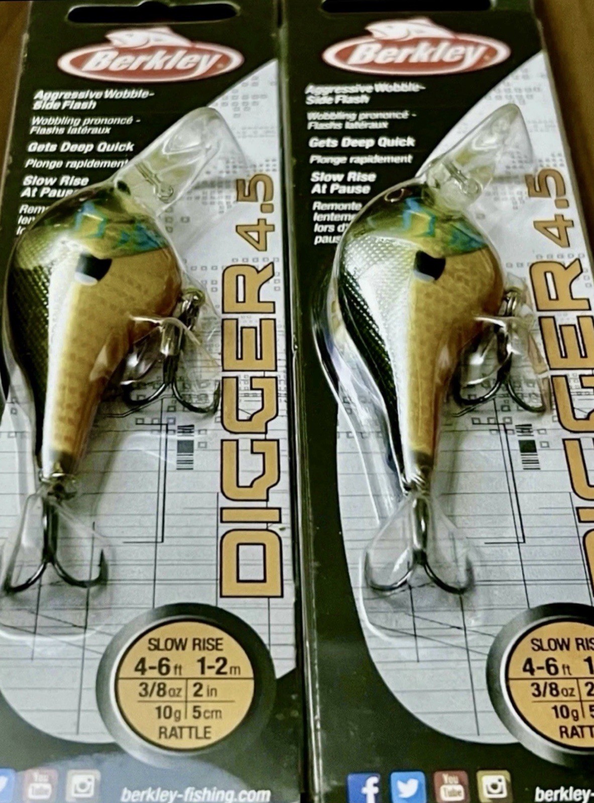 2 Berkley Digger 4.5 BHBDG Crankbait Fishing Lures GILLY – NEW