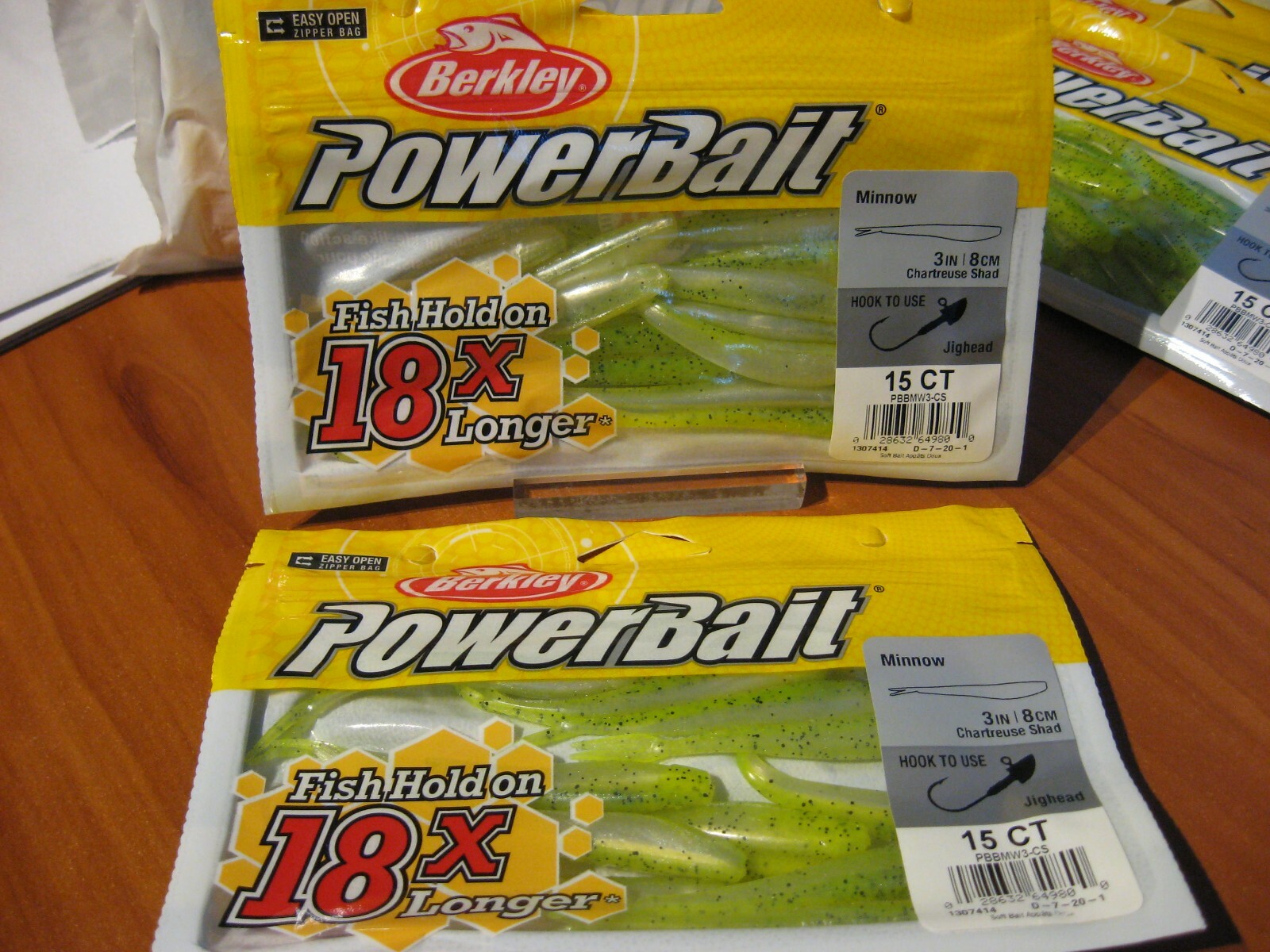 2 Packs Berkley Soft Fishing PowerBait 3″ Split Tail Minnow Chartreuse Shad
