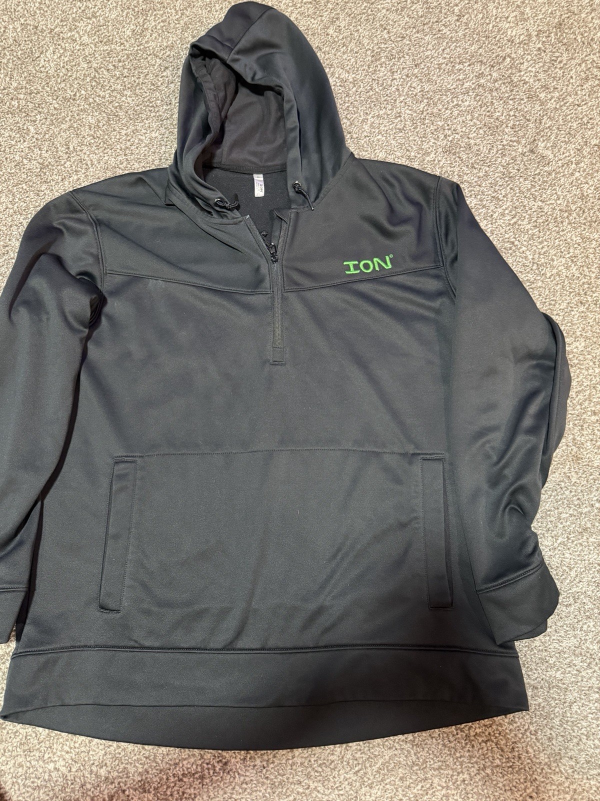 Ion Ice Fishing men’s xl Embroidered Logo 1/4 Zip Fleece Hoodie In Black