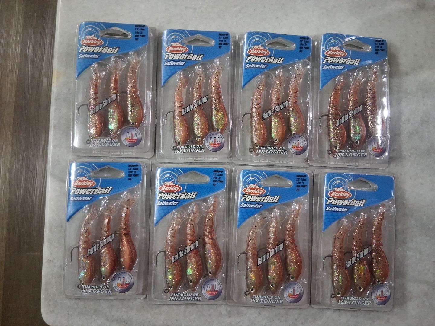 Lot Of 8 Berkley Powebait Rattle Shrimp In New Penny 3.5in